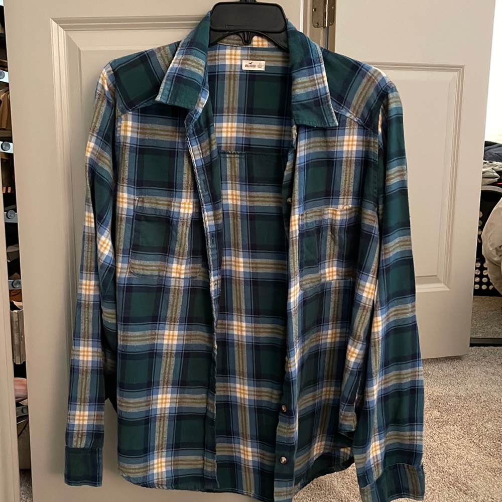 Hollister Green & Blue Flannel